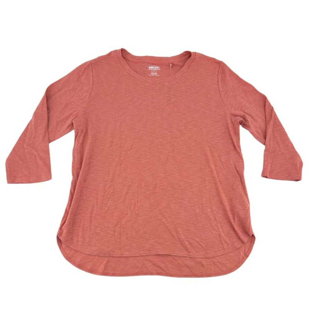 Kirkland | Women's 3/4 Sleeve Cotton Slub Tee | Pink | Large - Picture 1 of 2
